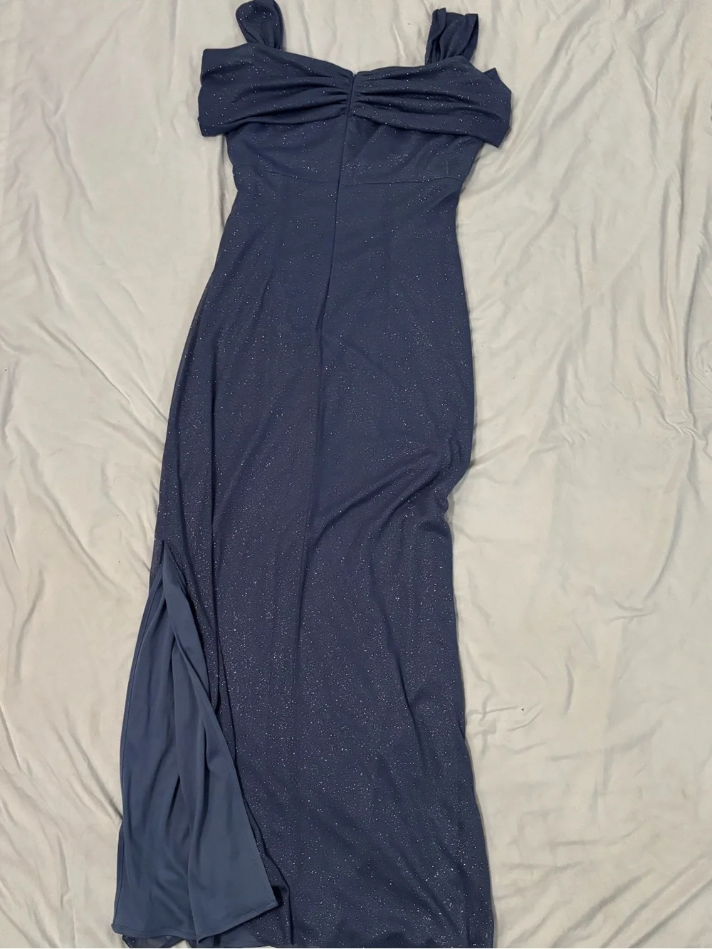 Alex Evenings Navy One-Shoulder Sparkle Evening Gown - Picture 6 of 7